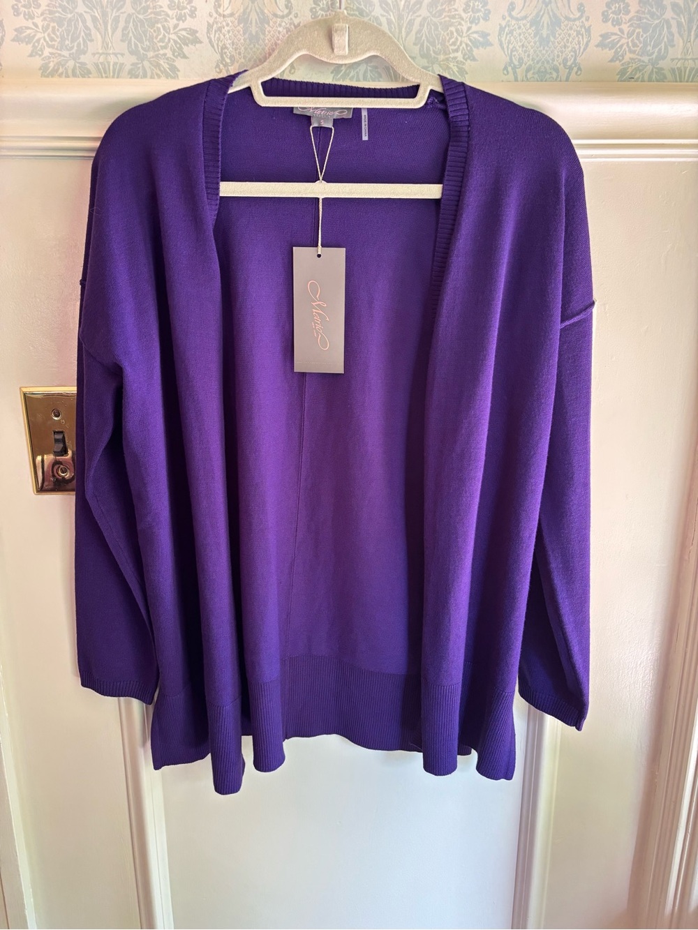 NEW Metric Knit Open-Front Women's Cardigan Sweater in Purple